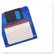Disketten mit aufgedruckten Softwaretiteln aus den 1980er-Jahren